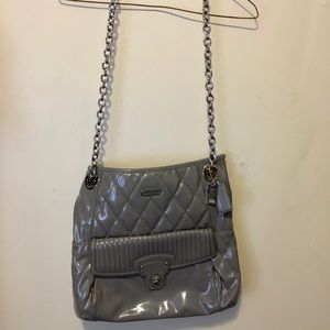 Coach Poppy Grey Gloss Patent Slim Tote